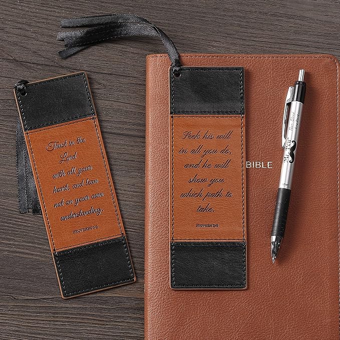 Mr. Pen- Christian Faux Leather Bookmarks, 2 Pack, Bible Verse, Religious Book Mark