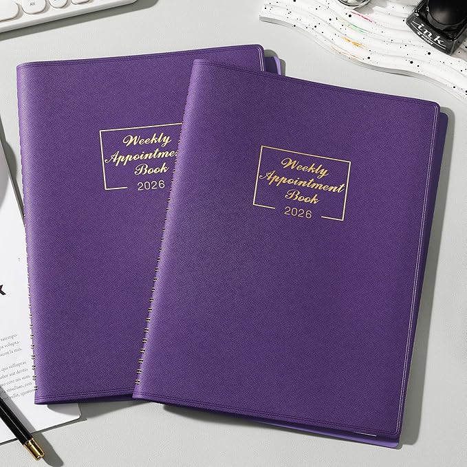 2026 Weekly Appointment Book - Daily Planner 2026 from January 2026 - December 2026, 8.5" x 11", 15-Minute Interval, Flexible Leather Cover, 12 Monthly Tabs, Back Pocket