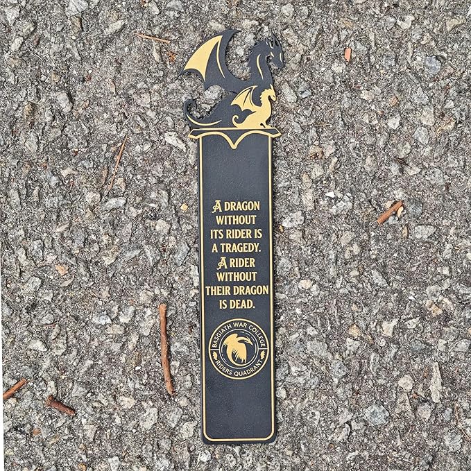 Riders Quadrant Metal Dragon Bookmark – Unique Double-Sided Printing – 7.5 Inch – Perfect Gift for Fourth Wing & Iron Flame Readers – A Dragon Without Its Rider is A Tragedy Quote