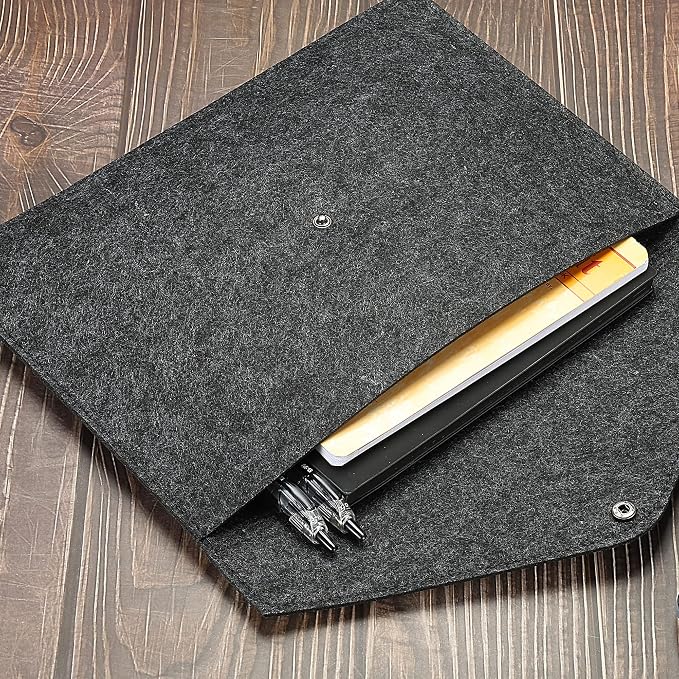 PATIKIL File Bag Felt Folder 2 Pack A4 Envelope Document Storage Pouch Organizer for Office Business, Gray Dark Gray
