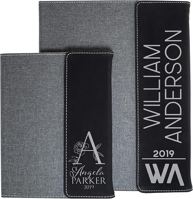 Personalized Portfolio Padfolio, Business Portfolio w Magnetic Closure Organizer Folder Leather/Canvas, Custom Notepad Holder for Resume, Professional Business Gifts | 3 Colors - 6 Designs - 7 x 9