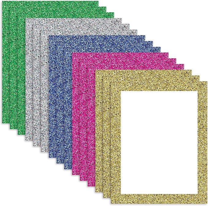BAZIC Products 11in x 14in White Poster Board with Glitter Frame, 5 Count, for School Projects Displays, 3 Pack