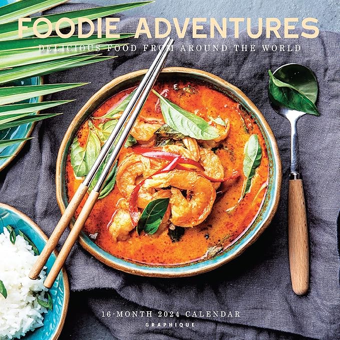 Graphique 2024 Foodie Adventures Wall Calendar | 12” x 12” | Thick Paper | Home & Office Organizer | Large Monthly Grid | 3 Languages & Marked Holidays | 4 Month Preview Page for 2025
