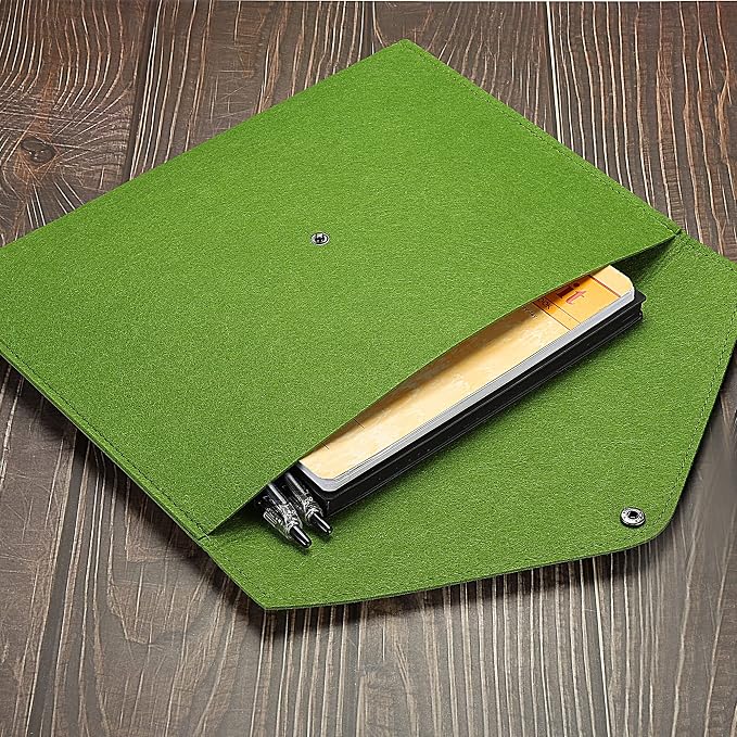 PATIKIL File Bag Felt Folder 2 Pack A4 Envelope Document Storage Pouch Organizer for Office Business, Blue Green