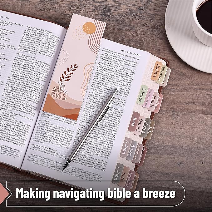 Mr. Pen- Bible Tabs, 75 Tabs, 2 Bookmarks, Boho Style, Laminated Bible Tabs for Women and Men, Tabs for Study Bible, Large Print Bible Index Tabs