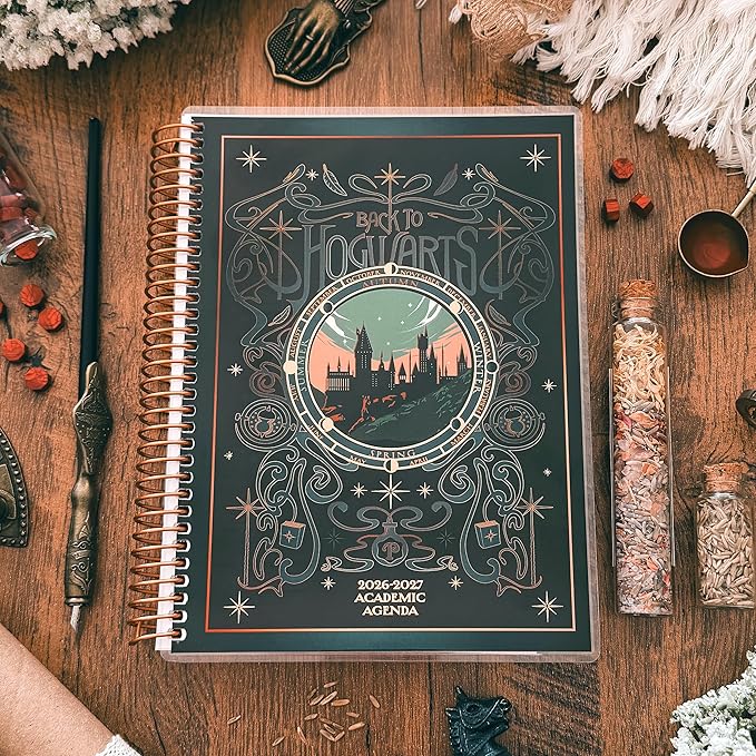 ConQuest Journals Harry Potter 2026-2027 Hogwarts Academic Agenda, July - June, 8.5'' x 6.5'', Spiral-Bound, Weekly/Monthly Calendar Planner Pages, Sticker Sheets, School Supplies, Officially Licensed