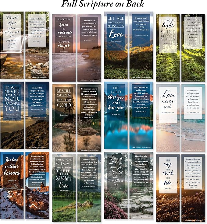 Bible Verse Bookmarks with Full Scripture - Pack of 48