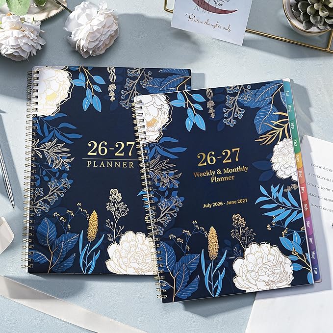 Planner 2026-2027 - Academic Planner 2026-2027, Jul 2026 - Jun 2027, Planner Weekly and Monthly, 8.5" x 11", Monthly Tabs, Twin-wire Binding, Holidays, Back Pocket