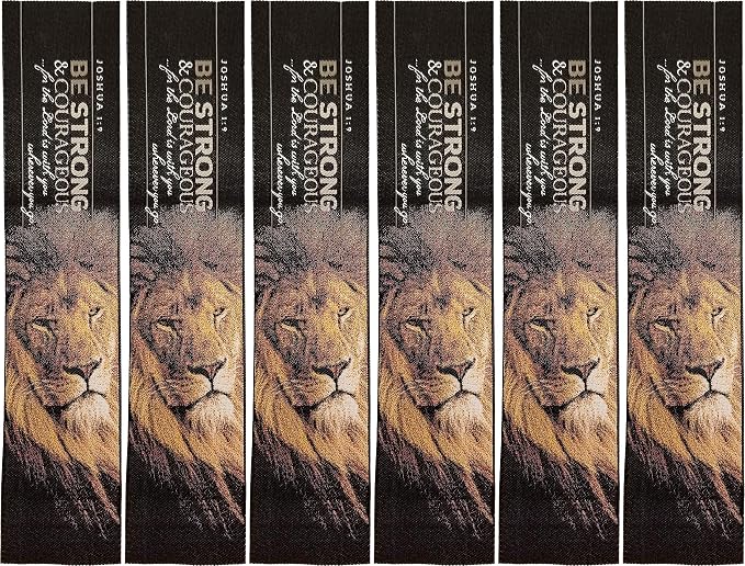 Be Strong & Courageous, Bulk Pack of 6 Woven Fabric Christian Bookmarks, Silky Soft Joshua 1:9 Flexible Bookmarker for Novels Books and Bibles, Religious Memory Verse Gift