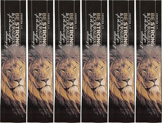 Be Strong & Courageous, Bulk Pack of 6 Woven Fabric Christian Bookmarks, Silky Soft Joshua 1:9 Flexible Bookmarker for Novels Books and Bibles, Religious Memory Verse Gift