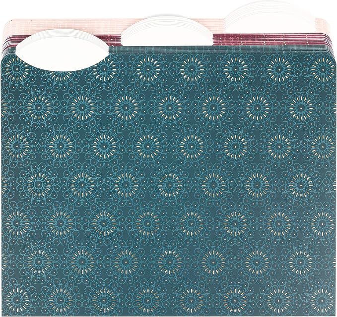 U Brands 3 Tab File Folders, Fleuri Jewel Tones, 24 Count