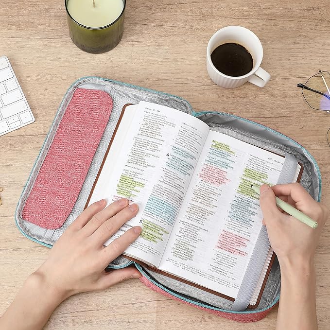 Mr. Pen- Bible Cover Case, Carrying Book Case with Durable Handle, Bible Protective Church Bag for Men & Women, Christian Gifts, Pink