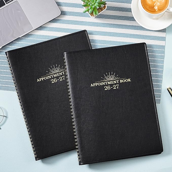 Appointment Book & Planner 2026-2027 - Daily Hourly Planner 2026-2027, 8.5" x 11", Jul 2026 - Jun 2027, Weekly Appointment Book 26-27, Planners with Colorful Tabs, Leather Cover, 15-Minute Interval - Black