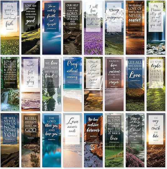 Bible Verse Bookmarks with Full Scripture - Pack of 48