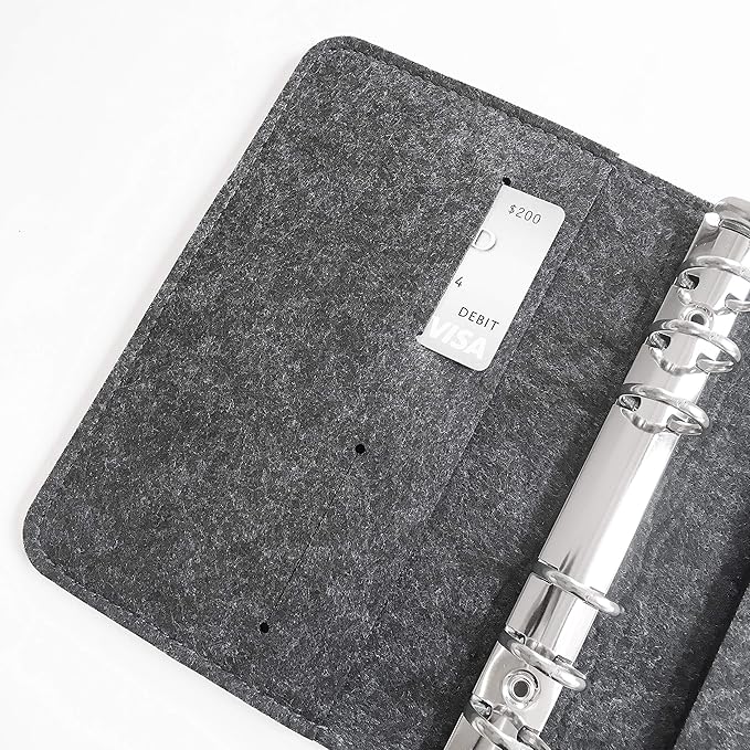 A5 Felt Binder with Pages & Binder Pocket Set Black BW