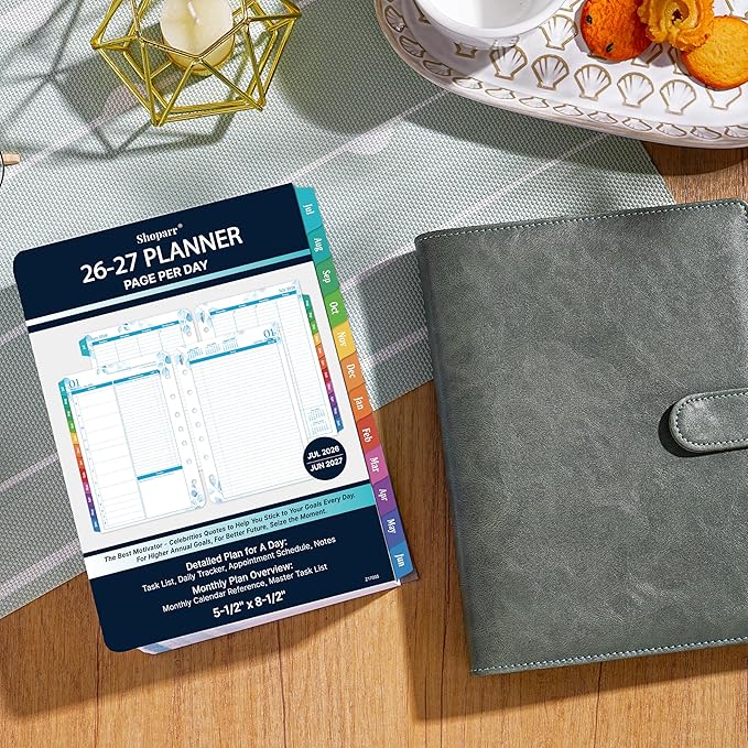 Planner Refills 2026-2027 - Jul.2026 - Jun. 2027 Planner, Two Pages Per Day Daily ＆ Monthly Planner, 5.5" x 8.4", Ring-Bound Organizer, Daily Tracker & Schedule, Colorful Tabs