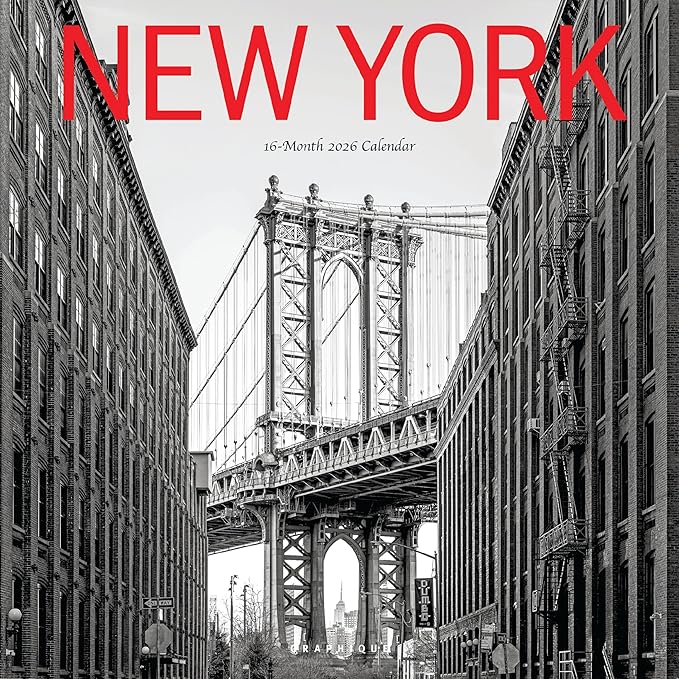 Graphique 2026 New York Wall Calendar | 12” x 12” | Thick Paper | Home & Office Organizer | Large Monthly Grid | 3 Languages & Marked Holidays | 4 Month Preview Page for 2027