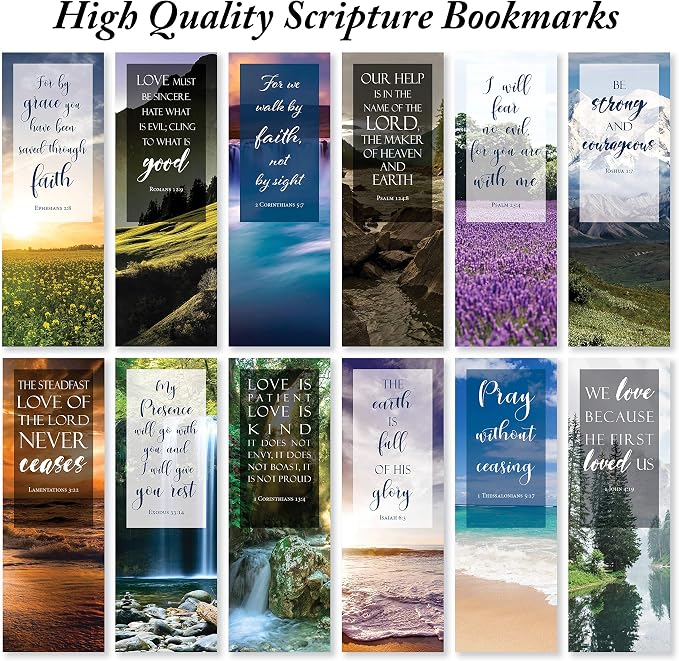 Bible Verse Bookmarks with Full Scripture - Pack of 48