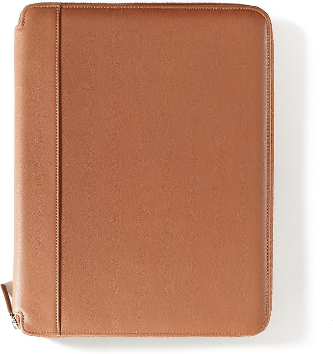 Leatherology Cognac Leatherology Left-Handed Executive Zippered Portfolio - Designed for Left-Hand use, fits A4 and Letter-Size Paper, Includes Expandable Pen Loop