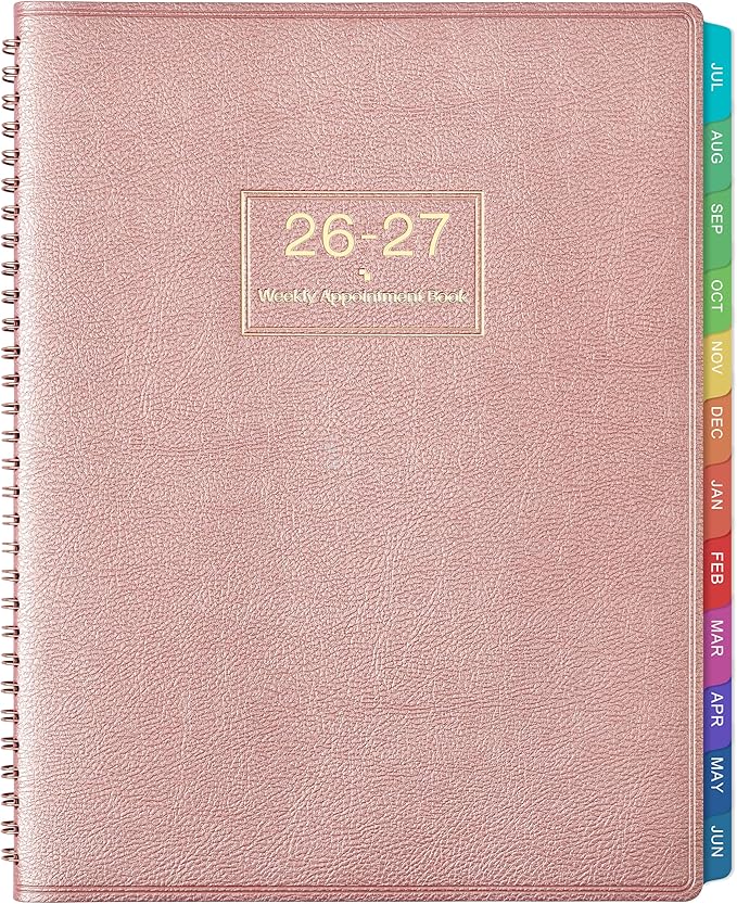 2026-2027 Appointment Book/Planner - Weekly Appointment Book 2026-2027, Jul.2026 - Jun.2027, 9"x 11", Daily/Hourly Planner 26-27, Planners with Colorful Tabs, Leather Cover, 15-Minute Interval