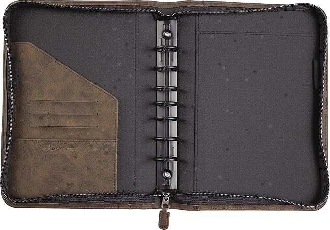 Day-Timer Distressed Look Starter Set Organizer, Undated, 7 Ring, Desk Size, 5-1/2 x 8-1/2", Brown (43184)