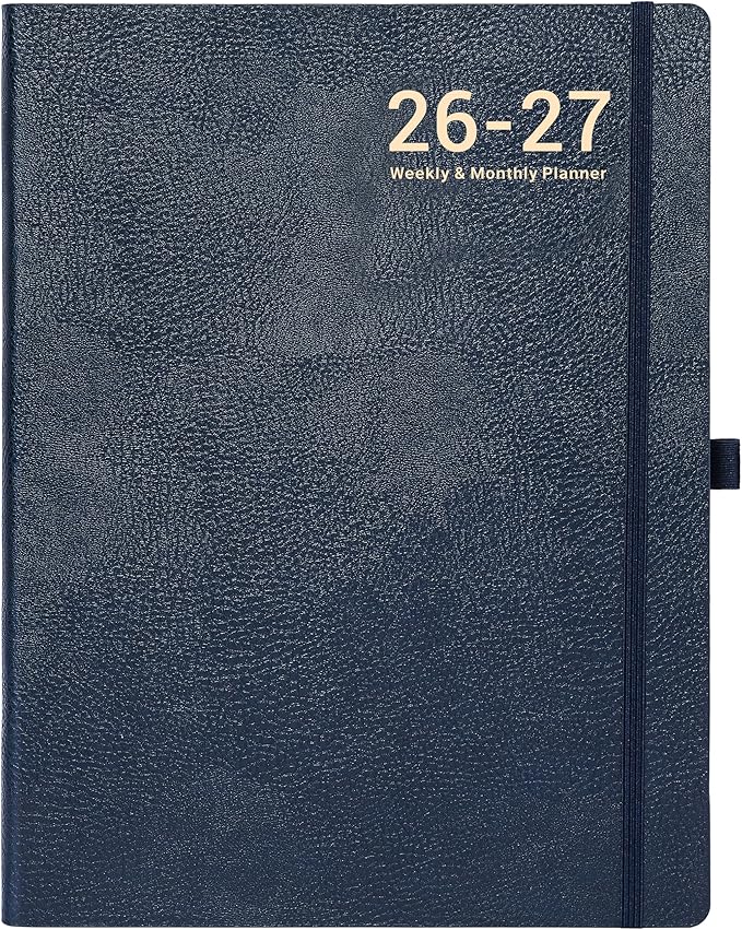 Planner 2026-2027 - Weekly and Monthly Planner, Academic Planner 2026-2027, JUL 2026 - JUN 2027, 8.5" x 11", Leather Cover 26-27 Planners with Thick Paper, Back Pocket with Notes Pages - Blue