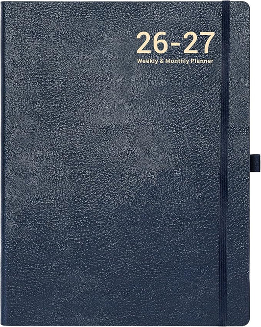 Planner 2026-2027 - Weekly and Monthly Planner, Academic Planner 2026-2027, JUL 2026 - JUN 2027, 8.5" x 11", Leather Cover 26-27 Planners with Thick Paper, Back Pocket with Notes Pages - Blue