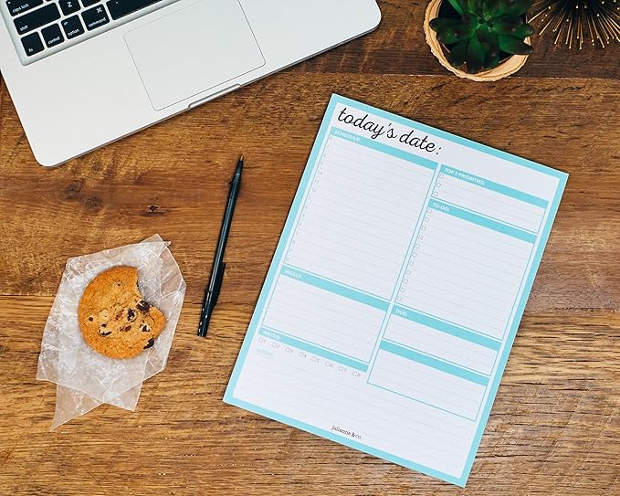 JULIANNE & CO Daily To-Do Undated Tear-Away Planner Notepads - Premium Personal Organizer for Home, Office, Work, School - 50 Pages for Daily Tasks, Notes, Water Intake and Meal Prep (8.5 x 11) (3-PK)