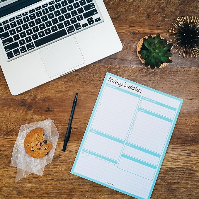 JULIANNE & CO Daily To-Do Undated Tear-Away Planner Notepads - Premium Personal Organizer for Home, Office, Work, School - 50 Pages for Daily Tasks, Notes, Water Intake and Meal Prep (8.5 x 11)