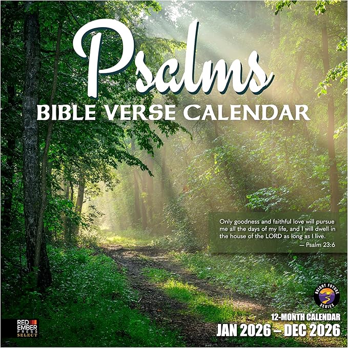 RED EMBER Select - Christian Wall Calendar 2026 | Psalms with Bible Verses | 12 Month | 12" x 24" Open | Thick & Sturdy Paper | Holiday Gift | Inspirational Religious Scripture Christian Calendar 2026
