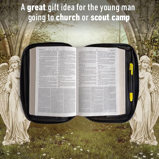 Embassy Bible Cover with Extra Zippered Compartments, to Protect The Good Book, Camouflage