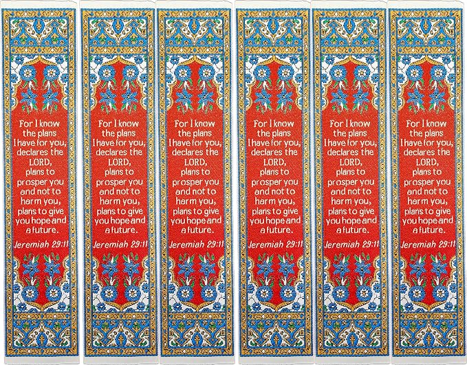 I Know the Plans I Have for You, Bulk Pack of 6 Woven Fabric Christian Bookmarks, Silky Soft Jeremiah 29:11 Flexible Bookmarker for Novels Books and Bibles, Religious Memory Verse Gift