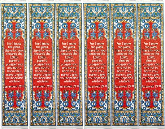 I Know the Plans I Have for You, Bulk Pack of 6 Woven Fabric Christian Bookmarks, Silky Soft Jeremiah 29:11 Flexible Bookmarker for Novels Books and Bibles, Religious Memory Verse Gift