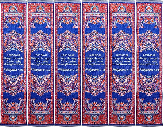 I Can Do All Things, Bulk Pack of 6 Woven Fabric Christian Bookmarks, Silky Soft Philippians 4:13 Flexible Bookmarker for Novels Books and Bibles, Religious Memory Verse Gift